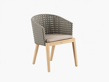 CALYPSO - Synthetic fibre and teak garden chair with armrests by Royal Botania - view 2